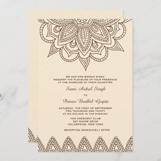 Invitation au henné (Devant / Derrière)