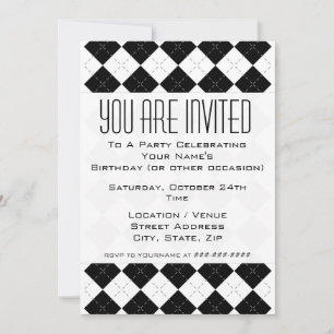 Invitation au Jacquard noir et blanc
