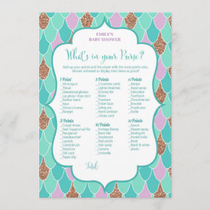 Invitation au jeu de Baby shower Purple Aqua Merma
