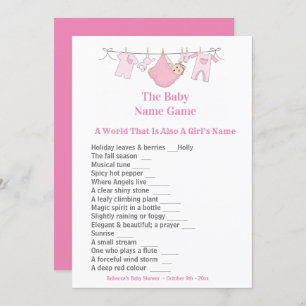Invitation au jeu de Baby shower rose