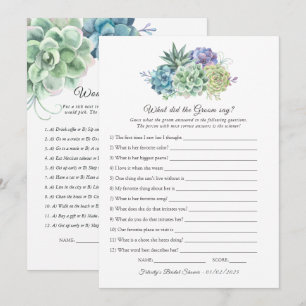 Invitation au jeu de Baby Shower sur les Succulent