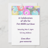 Invitation au jeu de bingo pour une célébration de (Dos)