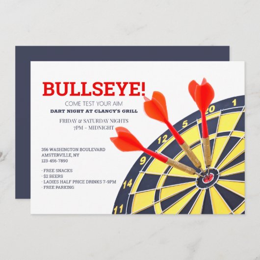 Invitation au jeu de fléchettes (Devant / Derrière)