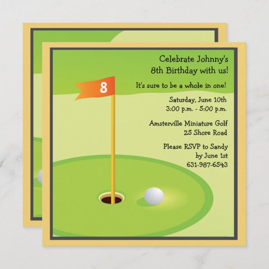 Invitation au jeu de golf miniature (Devant / Derrière)