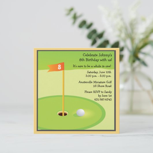 Invitation au jeu de golf miniature (Debout devant)