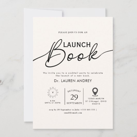 Invitation au lancement d'un livre (Devant)