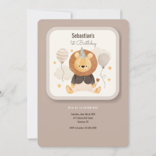 Invitation au lion bébé anniversaire