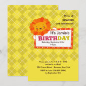 Invitation au lion d'anniversaire (Devant / Derrière)