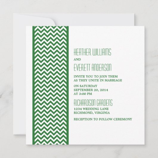 Invitation au mariage à la frontière de Green Chev (Devant)