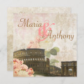 Invitation au mariage antique de la rose rose de R (Devant / Derrière)