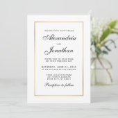 Invitation au mariage blanc noir élégant moderne - (Debout devant)