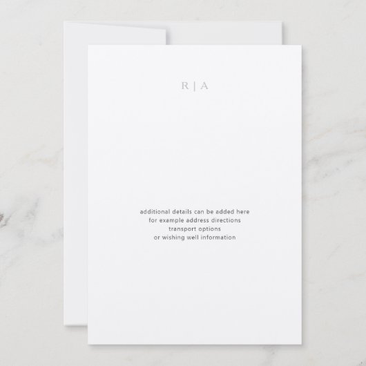 Invitation au mariage botanique, mariage minimal (Dos)