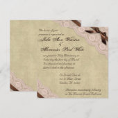Invitation au mariage Brown et à la dentelle rose (Devant / Derrière)