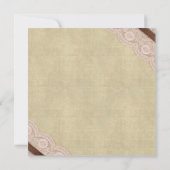 Invitation au mariage Brown et à la dentelle rose (Dos)