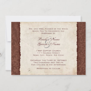 Invitation au Mariage campagnard Brown au chocolat