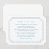 Invitation au mariage de billets entourés de bleu (Devant / Derrière)