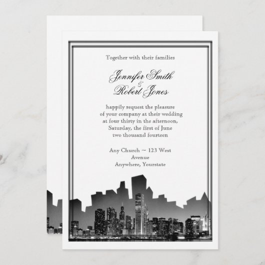 Invitation au mariage de Chicago (Devant / Derrière)