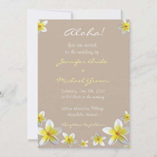 Invitation au mariage de destination (Devant)