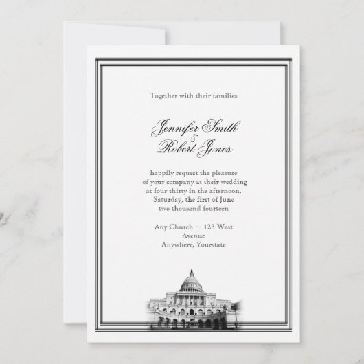 Invitation au mariage de destination de Washington (Devant)