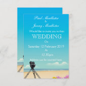 Invitation au mariage de la caméra vidéo vintage (Devant / Derrière)