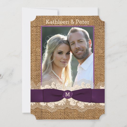 Invitation au mariage de la dentelle de FAUX Burla (Devant)