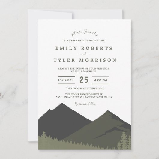 Invitation au mariage de la forêt de Sage Mountain (Devant)