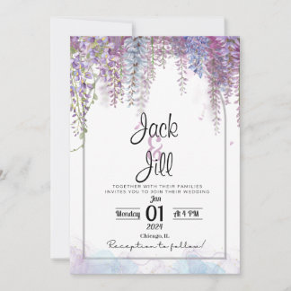Invitation au mariage de la glycine violette et bl