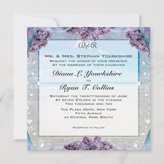 Invitation au mariage de Lilac Beach (Devant)