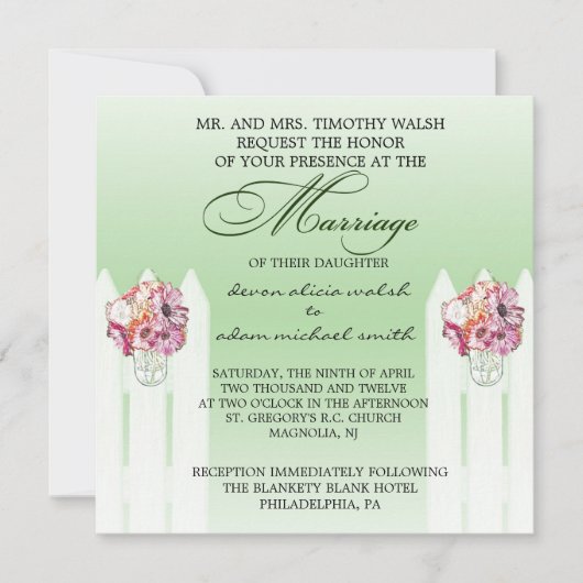 Invitation au mariage de Mason Jar (Devant)