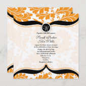 Invitation au mariage de Paisley, damas orange et  (Devant / Derrière)