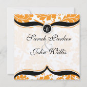 Invitation au mariage de Paisley, damas orange et  (Dos)