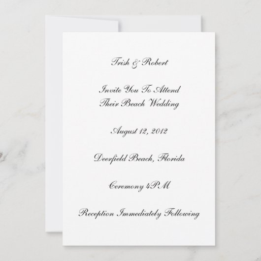 Invitation au mariage de plage (Dos)