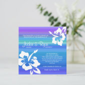 Invitation au mariage de plage Hibiscus bleu viole (Debout devant)