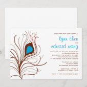 Invitation au mariage de plumes de paon, Brown (Devant / Derrière)