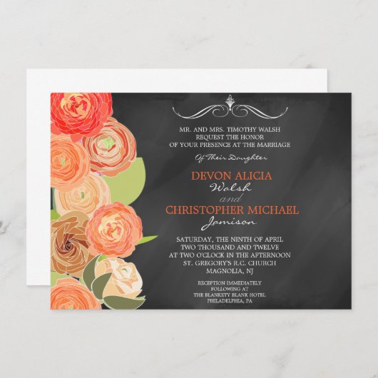 Invitation au mariage des fleurs d'automne en casc (Devant / Derrière)