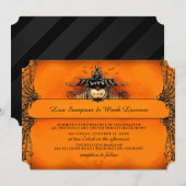 Invitation au mariage d'Halloween - Amour orange e (Devant / Derrière)