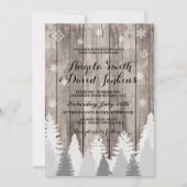 Invitation au mariage d'hiver Bois Forêt rustique (Devant)