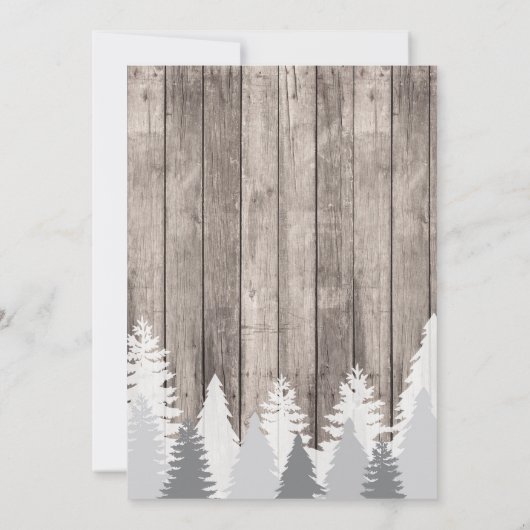 Invitation au mariage d'hiver Bois Forêt rustique (Dos)