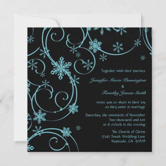 Invitation au mariage d'hiver pour les flocons de (Devant)