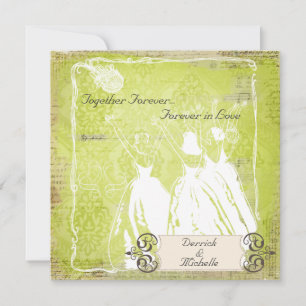 Invitation au mariage du bouquet de Damas vert