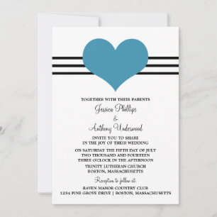 Invitation au mariage du coeur, bleu