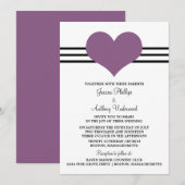 Invitation au mariage du coeur mod, violet (Devant / Derrière)
