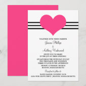Invitation au mariage du coeur, rose (Devant / Derrière)