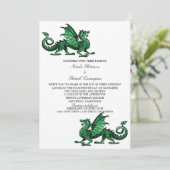 Invitation au mariage du dragon médiéval vert (Debout devant)