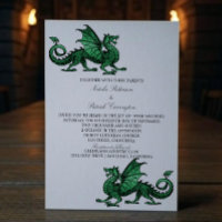 Invitation au mariage du dragon médiéval vert
