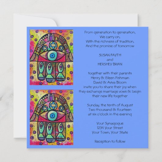 Invitation au mariage du poisson Hamsa (Devant)