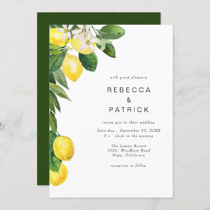 Invitation au mariage élégante à la citron jaune
