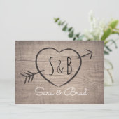 Invitation au mariage élégante en bois rustique (Debout devant)