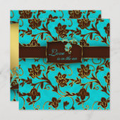 Invitation au mariage élégante Gold Floral BB 2 (Devant / Derrière)
