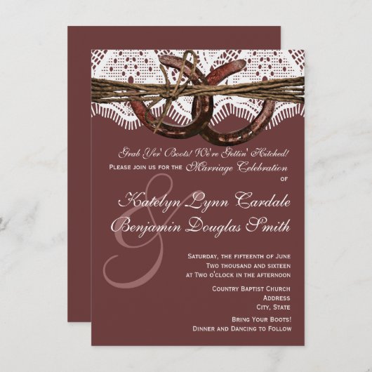 Invitation au mariage en fer à cheval (Devant / Derrière)